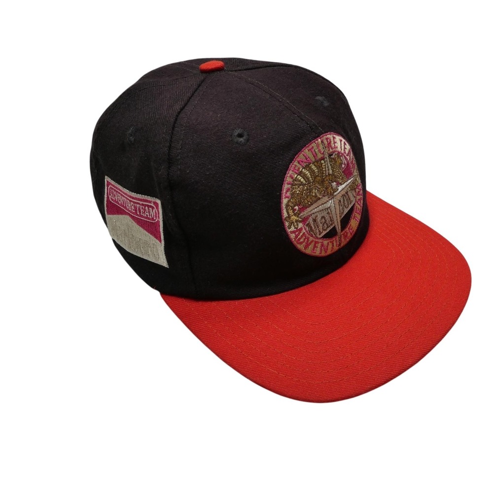 Vintage Marlboro Adventure Team Hat Cap Strap Back Black Red Patch Mens 90s
